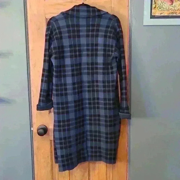 Blue Plaid Printed Cardigan - Picture 7 of 7